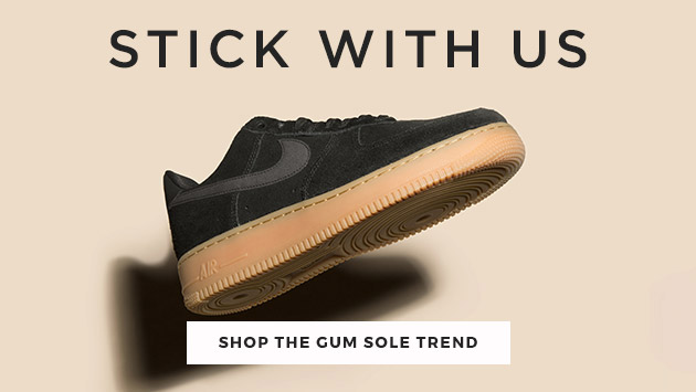 shop our range of gum sole trainers including the Nike Air Force 1 at schuh