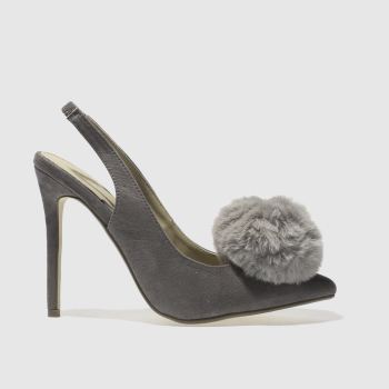 MISSGUIDED GREY POM POM SLINGBACK HIGH HEELS MISSGUIDED GREY POM POM SLINGBACK HIGH HEELS