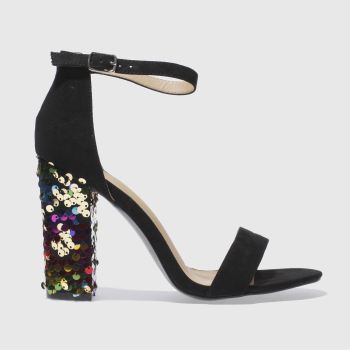 MISSGUIDED BLACK SEQUIN HEEL SANDAL HIGH HEELS MISSGUIDED BLACK SEQUIN HEEL SANDAL HIGH HEELS