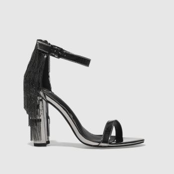 MISSGUIDED PEWTER METAL TASSEL BLOCK HIGH HEELS MISSGUIDED PEWTER METAL TASSEL BLOCK HIGH HEELS