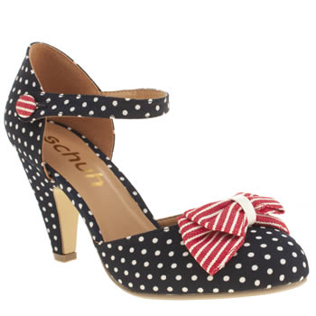 SCHUH NAVY & WHITE ALL THAT JAZZ LOW HEELS SCHUH NAVY & WHITE ALL THAT JAZZ LOW HEELS