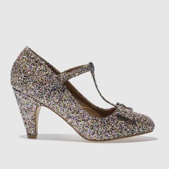 SCHUH PINK & SILVER JITTERBUG LOW HEELS SCHUH PINK & SILVER JITTERBUG LOW HEELS