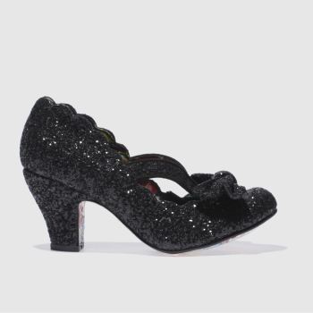 IRREGULAR CHOICE BLACK FINAL BOW GLITTER LOW HEELS IRREGULAR CHOICE BLACK FINAL BOW GLITTER LOW HEELS
