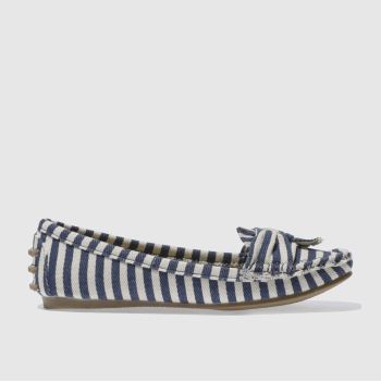 SCHUH WHITE & NAVY BOW DOWN FLAT SHOES SCHUH WHITE & NAVY BOW DOWN FLAT SHOES