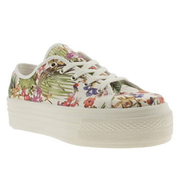 womens schuh white & green creep platform tropical flat shoes womens schuh white & green creep platform tropical flat shoes