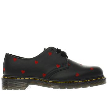 DR MARTENS BLACK & RED 1461 3 EYE SHOE LAZY OAF FLAT SHOES DR MARTENS BLACK & RED 1461 3 EYE SHOE LAZY OAF FLAT SHOES