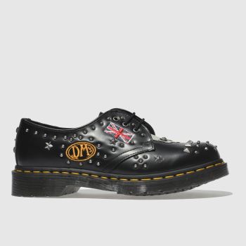 DR MARTENS BLACK & SILVER 1461 ROCKABILLY FLAT SHOES DR MARTENS BLACK & SILVER 1461 ROCKABILLY FLAT SHOES