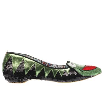 IRREGULAR CHOICE BLACK & GREEN DISNEY MUPPETS KERMIT THE FROG FLAT SHOES IRREGULAR CHOICE BLACK & GREEN DISNEY MUPPETS KERMIT THE FROG FLAT SHOES