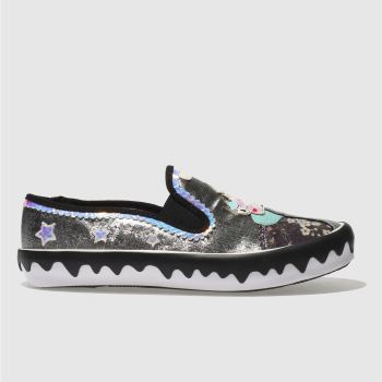 IRREGULAR CHOICE BLACK & SILVER MISTYS CASTLE FLAT SHOES IRREGULAR CHOICE BLACK & SILVER MISTYS CASTLE FLAT SHOES