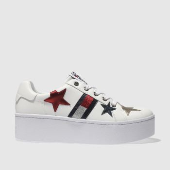TOMMY HILFIGER WHITE & NAVY TJ ICON SPARKLE SNEAKER TRAINERS TOMMY HILFIGER WHITE & NAVY TJ ICON SPARKLE SNEAKER TRAINERS