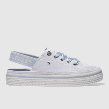 TOMMY HILFIGER WHITE & PL BLUE PASTEL SLING BACK TRAINERS TOMMY HILFIGER WHITE & PL BLUE PASTEL SLING BACK TRAINERS