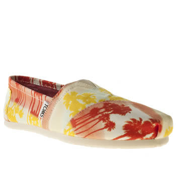 womens toms white & orange classic seasonal palm tree flat shoes womens toms white & orange classic seasonal palm tree flat shoes
