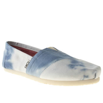 womens toms white & blue classic seas tie dye flat shoes womens toms white & blue classic seas tie dye flat shoes