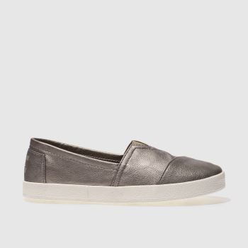 TOMS SILVER AVALON METALLIC FLAT SHOES TOMS SILVER AVALON METALLIC FLAT SHOES