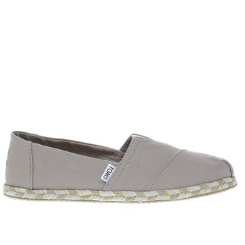 TOMS GREY CLASSIC SLIP ROPE SOLE FLAT SHOES TOMS GREY CLASSIC SLIP ROPE SOLE FLAT SHOES