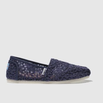 TOMS NAVY CLASSIC SLIP LACE LEAVES FLAT SHOES TOMS NAVY CLASSIC SLIP LACE LEAVES FLAT SHOES