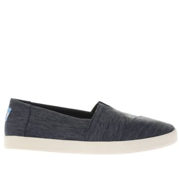 TOMS NAVY & WHITE AVALON NYLON MÉLANGE FLAT SHOES TOMS NAVY & WHITE AVALON NYLON MÉLANGE FLAT SHOES