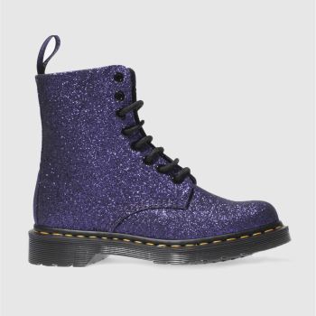 DR MARTENS PURPLE PASCAL 8 EYE BOOT GLITTER BOOTS DR MARTENS PURPLE PASCAL 8 EYE BOOT GLITTER BOOTS