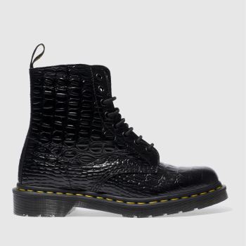 DR MARTENS BLACK PASCAL CROC 8 EYE BOOTS DR MARTENS BLACK PASCAL CROC 8 EYE BOOTS