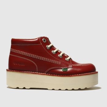 KICKERS RED KICK HI STACK FLAT SHOES KICKERS RED KICK HI STACK FLAT SHOES