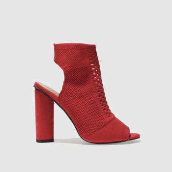MISSGUIDED RED PEEP TOE KNITTED BOOTS MISSGUIDED RED PEEP TOE KNITTED BOOTS