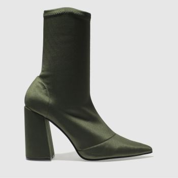 MISSGUIDED KHAKI FLARED HEEL SOCK BOOTS MISSGUIDED KHAKI FLARED HEEL SOCK BOOTS
