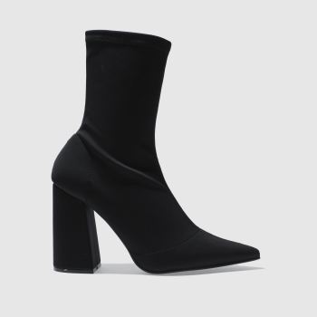 MISSGUIDED BLACK FLARED HEEL SOCK BOOTS MISSGUIDED BLACK FLARED HEEL SOCK BOOTS