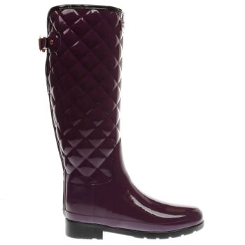 HUNTER PURPLE REFINED GLOSS QUILT TALL BOOTS HUNTER PURPLE REFINED GLOSS QUILT TALL BOOTS