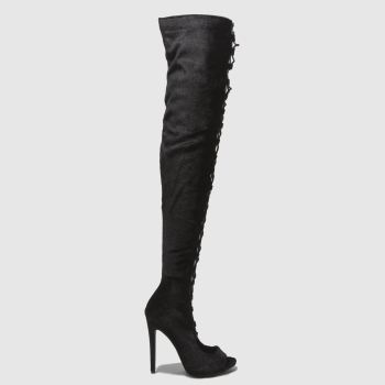 MISSGUIDED BLACK LACE UP PEEP TOE BOOTS MISSGUIDED BLACK LACE UP PEEP TOE BOOTS