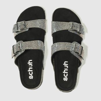 SCHUH BLACK & SILVER SUNNY DAY SANDALS SCHUH BLACK & SILVER SUNNY DAY SANDALS