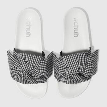 SCHUH BLACK & WHITE BESTIE SLIDER SANDALS SCHUH BLACK & WHITE BESTIE SLIDER SANDALS