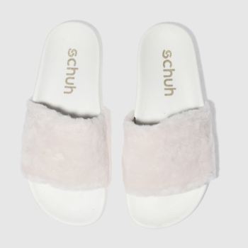 SCHUH PALE PINK FUZZY SLIDER SANDALS SCHUH PALE PINK FUZZY SLIDER SANDALS