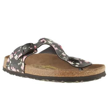 womens birkenstock black & pink gizeh ii suki floral sandals womens birkenstock black & pink gizeh ii suki floral sandals