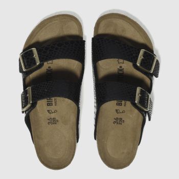 BIRKENSTOCK BLACK ARIZONA SHINY SNAKE SANDALS BIRKENSTOCK BLACK ARIZONA SHINY SNAKE SANDALS
