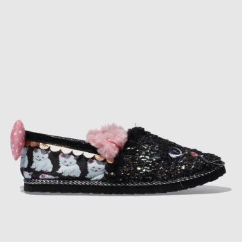 IRREGULAR CHOICE BLACK & PINK CAT NAP SLIPPERS IRREGULAR CHOICE BLACK & PINK CAT NAP SLIPPERS