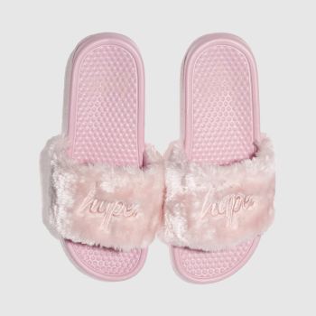 HYPE PALE PINK FLUFFY SLIDER SANDALS HYPE PALE PINK FLUFFY SLIDER SANDALS
