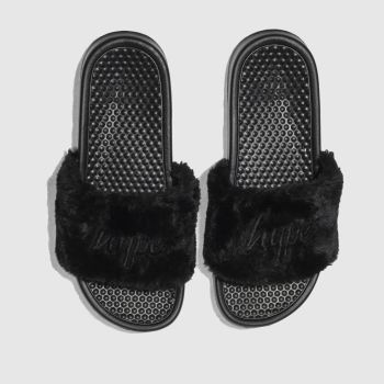 HYPE BLACK FLUFFY SLIDER SANDALS HYPE BLACK FLUFFY SLIDER SANDALS