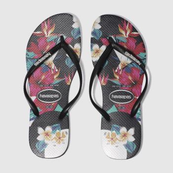 HAVAIANAS BLACK & RED SLIM TROPICAL FLORAL SANDALS HAVAIANAS BLACK & RED SLIM TROPICAL FLORAL SANDALS