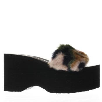 ROCKET DOG BLACK & BROWN BOOM TRENCH FUR SANDALS ROCKET DOG BLACK & BROWN BOOM TRENCH FUR SANDALS
