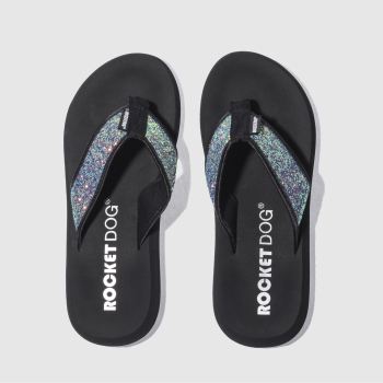 ROCKET DOG BLACK & GREEN SPOTLIGHT GLITTER SANDALS ROCKET DOG BLACK & GREEN SPOTLIGHT GLITTER SANDALS