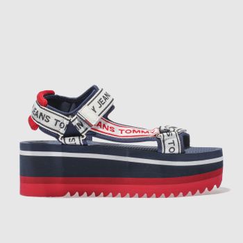 TOMMY HILFIGER NAVY & WHITE TJ TECH FLATFORM SANDALS TOMMY HILFIGER NAVY & WHITE TJ TECH FLATFORM SANDALS