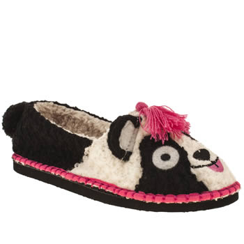 womens tigerbear republik black & white beastie pandarama slippers womens tigerbear republik black & white beastie pandarama slippers
