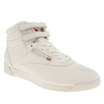 womens reebok white & grey freestyle hi trainers womens reebok white & grey freestyle hi trainers