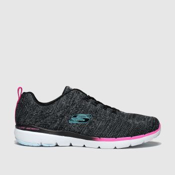 skechers black & pink flex appeal 3.0 reinfall trainers skechers black & pink flex appeal 3.0 reinfall trainers