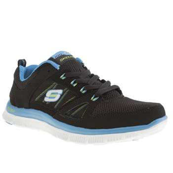 womens skechers black and blue flex appeal spring fever trainers womens skechers black and blue flex appeal spring fever trainers