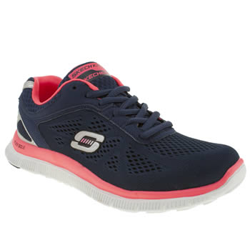 womens skechers navy & white flex appeal love trainers womens skechers navy & white flex appeal love trainers