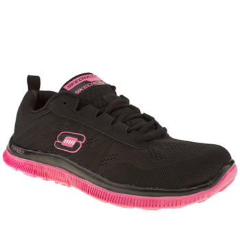 womens skechers black & pink flex appeal sweet spot trainers womens skechers black & pink flex appeal sweet spot trainers
