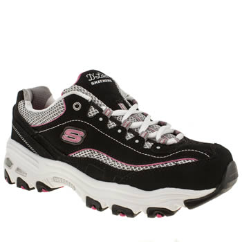 womens skechers black & pink dlites centennial trainers womens skechers black & pink dlites centennial trainers