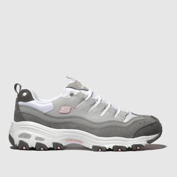 skechers white & grey dlites sure thing trainers skechers white & grey dlites sure thing trainers