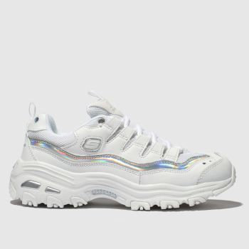 SKECHERS WHITE & SILVER DLITES TRAINERS SKECHERS WHITE & SILVER DLITES TRAINERS